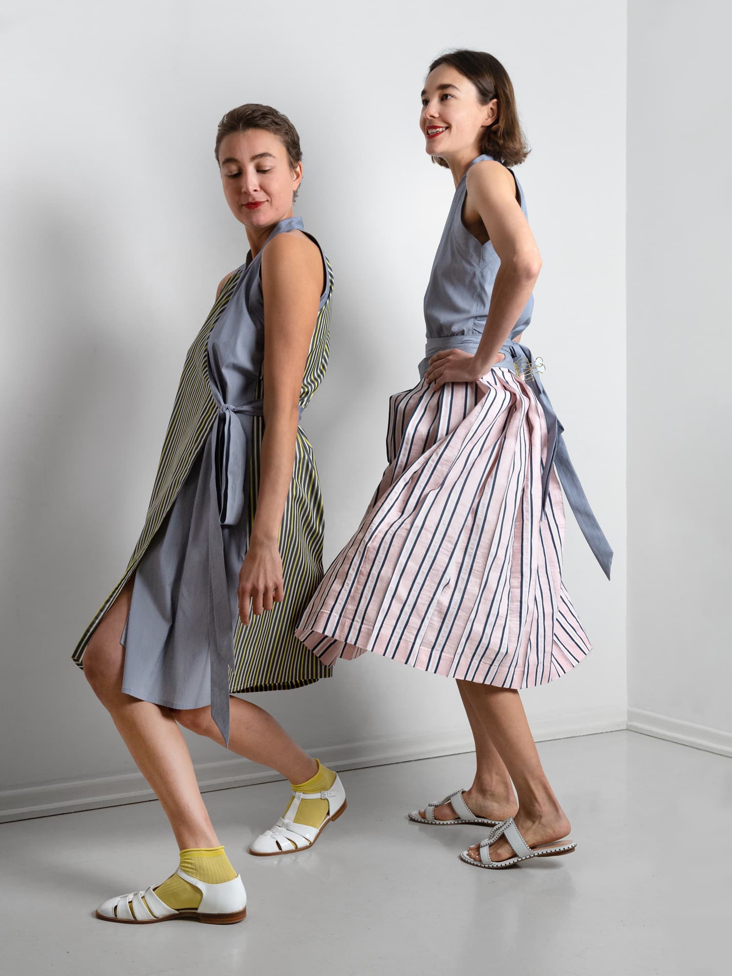 Gloria (rosa/blau/gestreift) und Kleid Mathilda